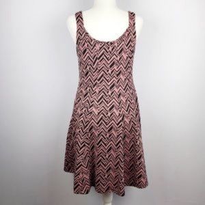 YA Los Angeles Zigzag Print Pink Sparkle Skater Dress Size Large